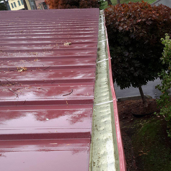 clean gutter with red roof